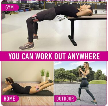 Набір еластичних гумок для фітнесу ASD 4: для м'язів сідниць, стегон та ніг. Набір з 4 гумок для жінок та чоловіків