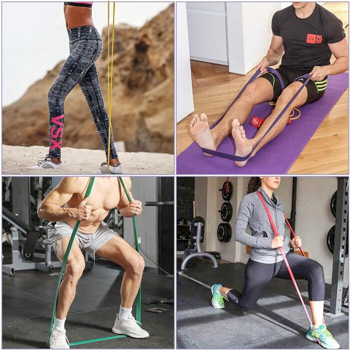 Набір еластичних стрічок WEXFFU 12 шт. для силових тренувань, йоги, пілатесу та фізіотерапії (з дверним анкером, ручками, чохлом)