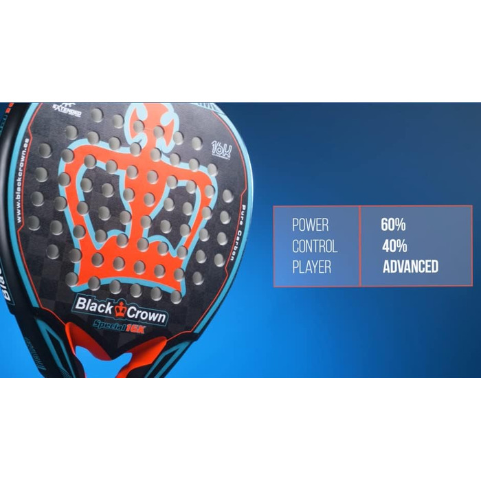 Падель ракетка Black Crown Special 16K, краплеподібна, рифлена поверхня, потужність, 355 г, рама 38 мм, 80% карбон, для просунутих