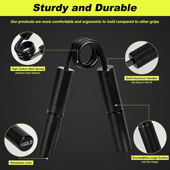 Набір для тренування рук та пальців (4 шт.), алюмінієвий підлокітний тренажер, тренажер сили хвата, тренажер м'язів рук для зміцнення хвата, нарощування м'язів та реабілітації рук (50/100/150/200 LBS)