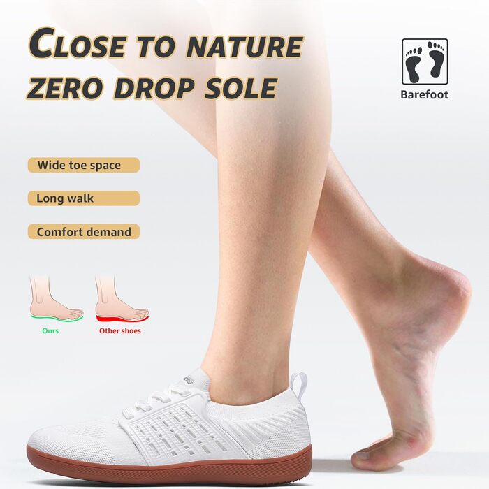 ASHION Взуття для ходьби та бігу без шкарпеток (унісекс) – широкі, для жінок та чоловіків, розмір 42 EU, колір коричневий