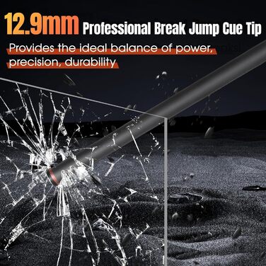 PODAYUDE Біліардний кий 'Маленький монстр' з карбону, 3 частини - кий для брейка та джампа, 12.9 мм наконечник, сумка з PU шкіри