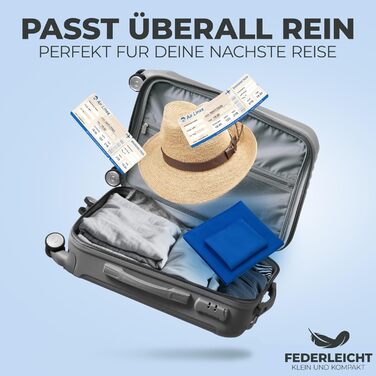 Рушник для фітнесу Zepphi: великий (120x50 см) + маленький (80x30 см) | Мікрофібра, кишеня на блискавці | Швидковисихаючий, для спортзалу та тренувань, блакитний