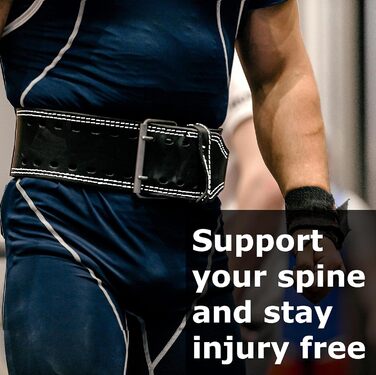 Пояс для важкої атлетики Vikingstrength Premium з петлею для тяги, для чоловіків та жінок, ідеально підходить для присідань, пауерліфтингу, кросфіту та станової тяги, розміри M-4XL + додаток V-Strength Workout (L)