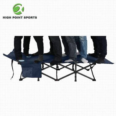 Розкладне ліжко для кемпінгу HIGH POINT SPORTS XXL (270 кг) - стабільне, легке, з сумкою та кишенею, 190x67x35 см, темно-сірий