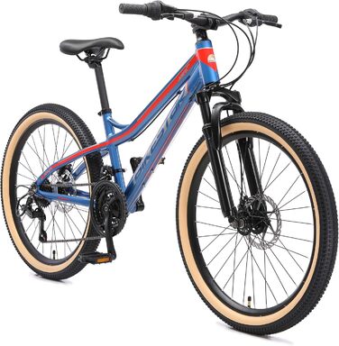 Гірський велосипед BIKESTAR алюмінієвий 24 дюйми для дітей 9-14 років, 21-швидкісна Shimano, дискові гальма, амортизаційна вилка