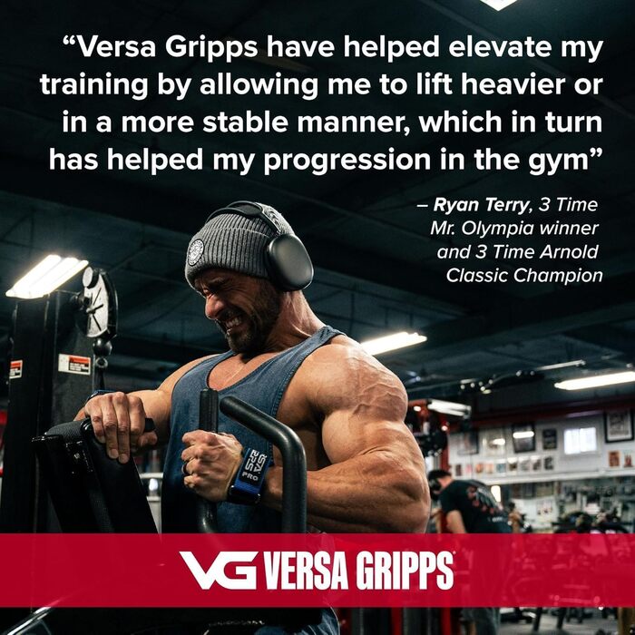 VERSA GRIPPS® PRO Оригінальні тренувальні грипси для силових вправ (США) - Чорні, Розмір M/L (18.1-20.3 см)
