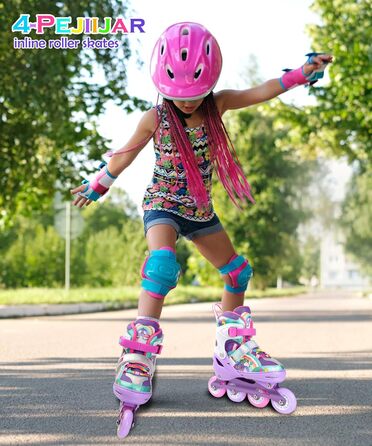 Інлайнери для дівчаток Einhorn: регульовані ролики з підсвічуванням, розмір S (30-33), фіолетовий колір