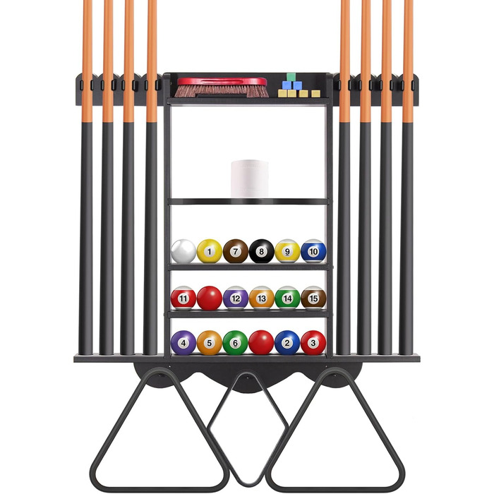 Стенд для київ Leogreen на 8 київ, 18 куль, 3 підставки для куль та рулон паперу. Настінний органайзер з дерева для більярдних кімнат, барів та клубів