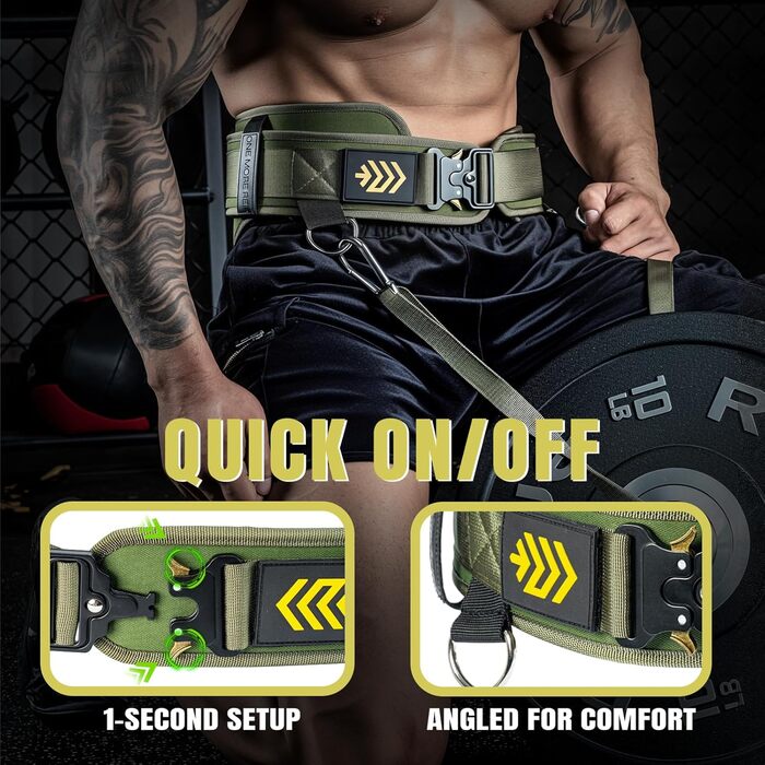 Важкий пояс 2-в-1 з мотузкою 92 см, подвійний пояс для важкої атлетики, пауерліфтингу, фітнесу, зважений пояс для підтягувань та присідань, зелений L