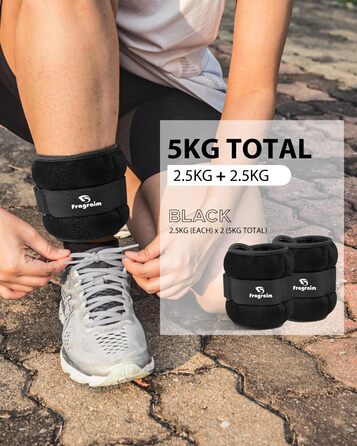 Ваги для ніг та рук Fragraim (2x0.5кг - 2x5кг) - залізні манжети для фітнесу, бігу, гімнастики