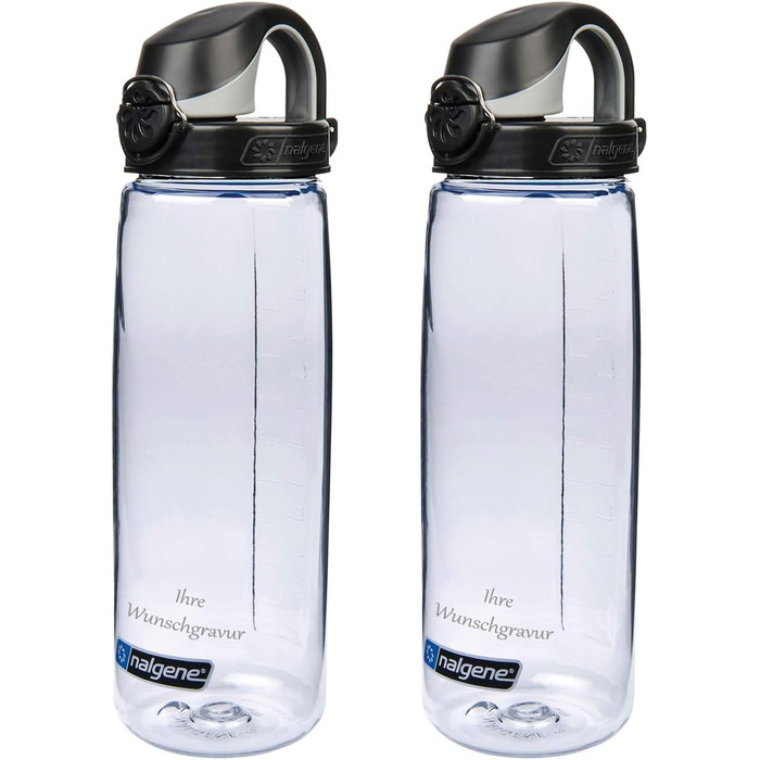 Набір з 2 пляшок для води Nalgene OTF 0,65 л, прозоро-чорні, з іменною гравіруванням