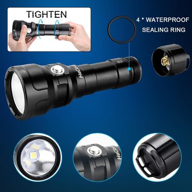 Ліхтар підводний WholeFire PM70 10000 люменів, 150м, IPX8, 4000mAh, для дайвінгу та підводного спорту