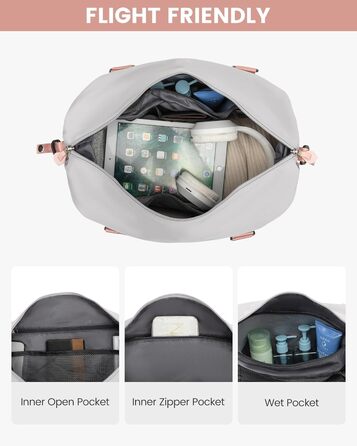 Спортивна сумка LOVEVOOK для жінок: водонепроникна дорожня сумка-мішок, 30L, сіра + рожевий ремінець