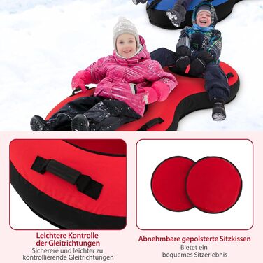 Надувний сніговий санки COSTWAY 200 см для 2 осіб з тросом та насосом, червоний