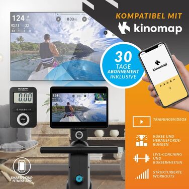Bluefin Fitness Blade FIT: Гребний тренажер, сумісний з Kinomap, складаний, з LCD-консолью та мобільним додатком