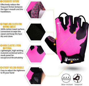 Рукавички для велосипеда, велоспорт, гірський велосипед, антиковзаючі, амортизуючі, сигнальний колір, унісекс, чоловічі, жіночі, рожевий S