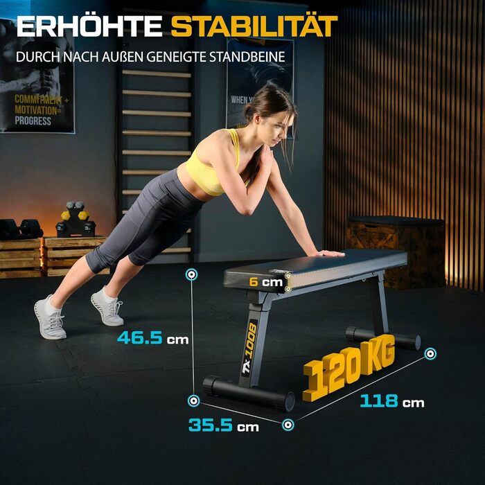 Скам'я для жиму TREX SPORT TX-100B, складана тренувальна лава для фітнесу та бодібілдингу