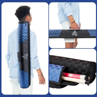 Чохол для більярдних куль KONLLEN: 6 відділень, ручна робота, 2 кишені для бут, 4 аксесуари, 6 кольорів (блакитний)