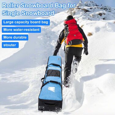 Чохол для сноуборду на колесах, валіза для сноуборду та чоботи, 160 см, блакитний