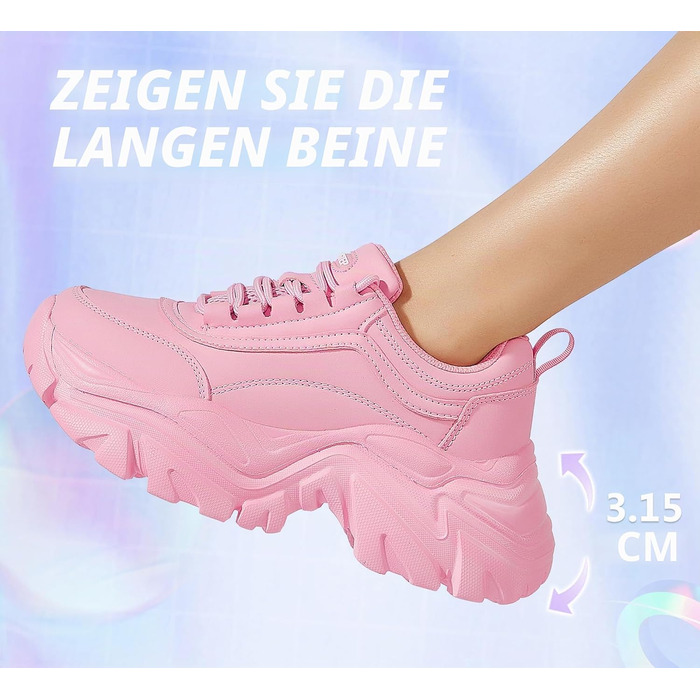Кросівки жіночі LUCKY STEP Chunky на платформі, рожеві, 37 EU - зручні кеди на підборах