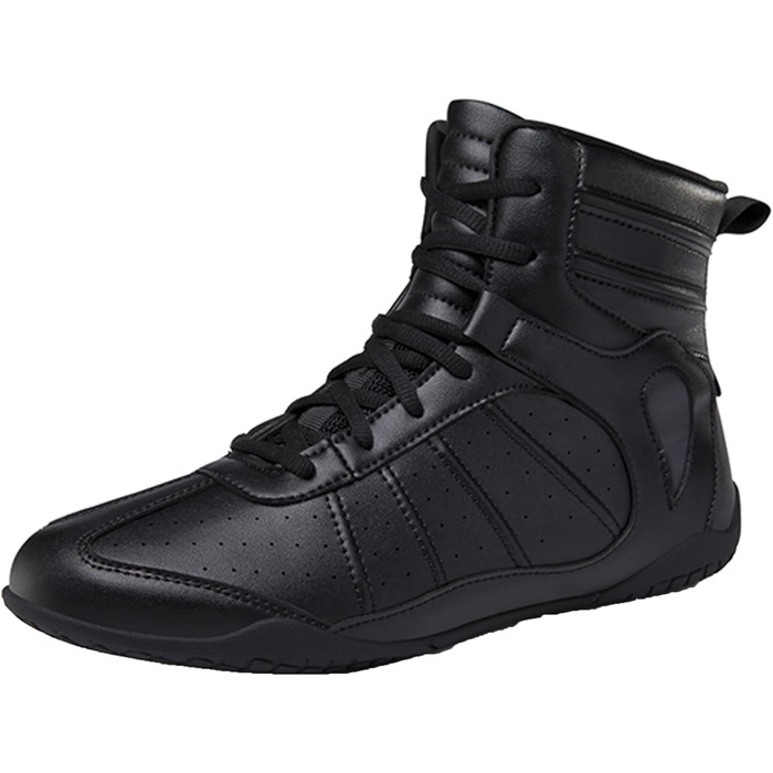 Жіночі боксерські черевики, хай-топ, боксерські тренувальні кросівки, для боротьби, фітнес-кросівки з шкіри, білі (42 EU, чорний)