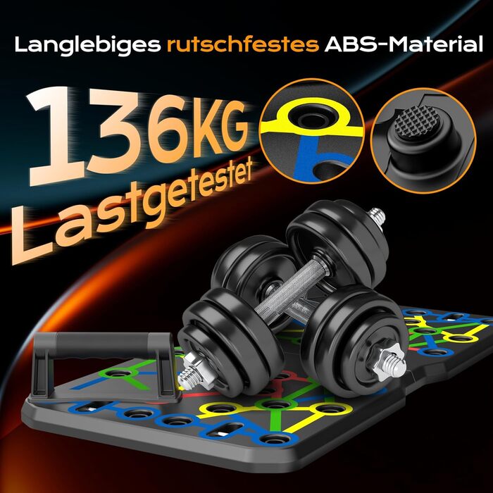 AERLANG Дошка для віджимань, портативна, багатофункціональна, складана, 10-в-1, ручки для віджимань, професійний тренажер для силових тренувань, багато кольорів