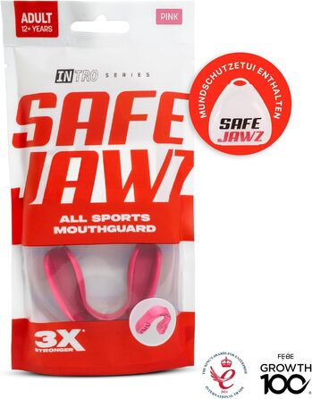 Захист для зубів SAFEJAWZ Sport - для дорослих та дітей. Підходить для всіх видів контактних видів спорту: регбі, бойових мистецтв, кікбоксингу, хокею та боксу. Рожевий колір.