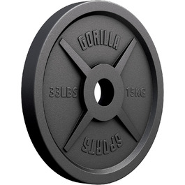 Олімпійські диски для штанги GORILLA SPORTS, чавунні, 1,25–30 кг, 50 мм, набір/окремо