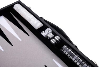 Набір для гри в шашки Engelhart Luxus 250506 - сірий, штучна шкіра, перламутрові фішки, 38 см