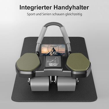 Ролер для пресу, тренажер для дому, покращене 4-колісне шасі, стабільний тренажер для зміцнення м'язів пресу та корпусу, довговічний та легкий, ідеальний для чоловіків та жінок, чорно-синій