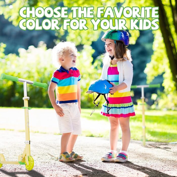 MEE GOO Роликовий самокат для дітей з алюмінію, складний, 3 регульовані висоти, LED колеса, жовтий