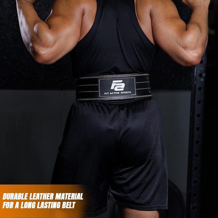 Спортивний пояс для важкої атлетики Fit Active для жінок та чоловіків, преміум-якість, шкіра, регульований, чорний, розмір M