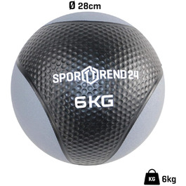 Медичний м'яч Sporttrend 24® для фітнесу та тренувань, 6 кг (чорний)