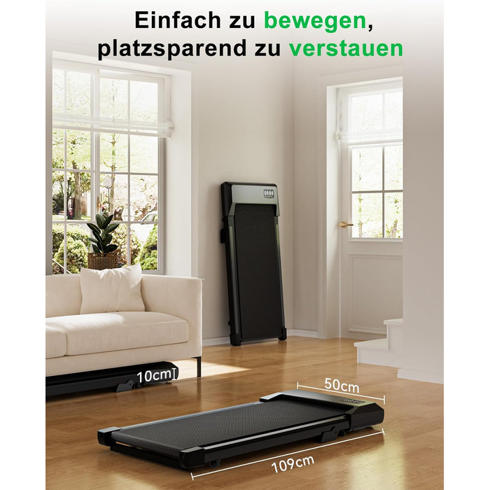 Бігова доріжка Lacuffy Walking Pad з нахилом та AI-тренуванням, керування через додаток, для дому та під стіл, макс. 136 кг, 90 см, чорна