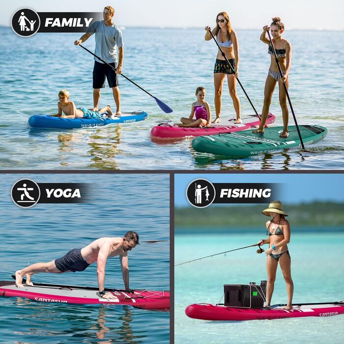 Надувне SUP-борд для дорослих 320/335см: комплект з аксесуарами (весло, насос, рюкзак, лінія, водонепроникний мішок) #SPORT-PINK