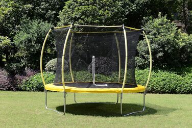 Дитячий батут Kinder Oval 3050 з сіткою безпеки, м'яким бортиком та оцинкованою конструкцією, жовтий