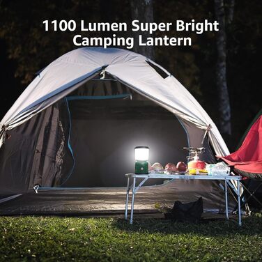 LED кемпінговий ліхтар Lepro, акумуляторний, 1500 люмен, 4 режими, світлодіодний, зелений