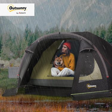 Намет Outsunny для кемпінгу на 2 особи, водонепроникний, UV 50+, з тамбуром та бічними вікнами - сімейний намет для подорожей, трекінгу та саду