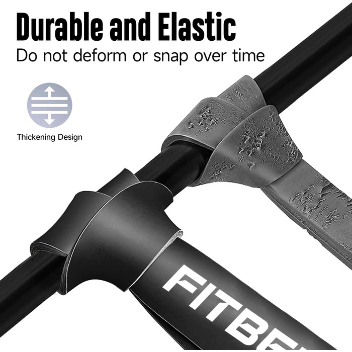 Набір еластичних стрічок FitBeast для підтягувань, пілатесу, тренувань, фізіотерапії, розтяжки, йоги та домашнього фітнесу для чоловіків і жінок, чорний