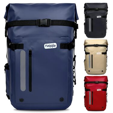 Водонепроникний рюкзак Ruqqle 30 л, 30 літрів, блакитний, RollTop, для пляжу, човнів, каяків, туризму, кемпінгу, риболовлі, мотоцикла