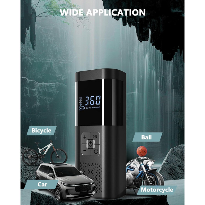 Електричний компресор для шин SERVOMASTER: велосипед, авто, мото, м'ячі. Акумуляторний, 150 PSI, з усіма насадками.