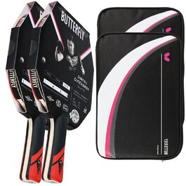 Турнічна ракетка для настільного тенісу Butterfly® Dimitrij Ovtcharov Black з технологією Eva, сертифікована ITTF, покриття Wakaba, губка 2.1 мм | Професійна ракетка для досвідчених гравців (комплект з 2 чохлами DC2 та додатковою ракеткою)