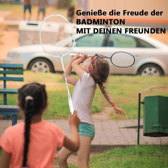 Набір для бадмінтону OGEENIER: 2 ракетки, 2 обмотки, 2 волана, 1 ракетка з сумкою (білий/чорний)