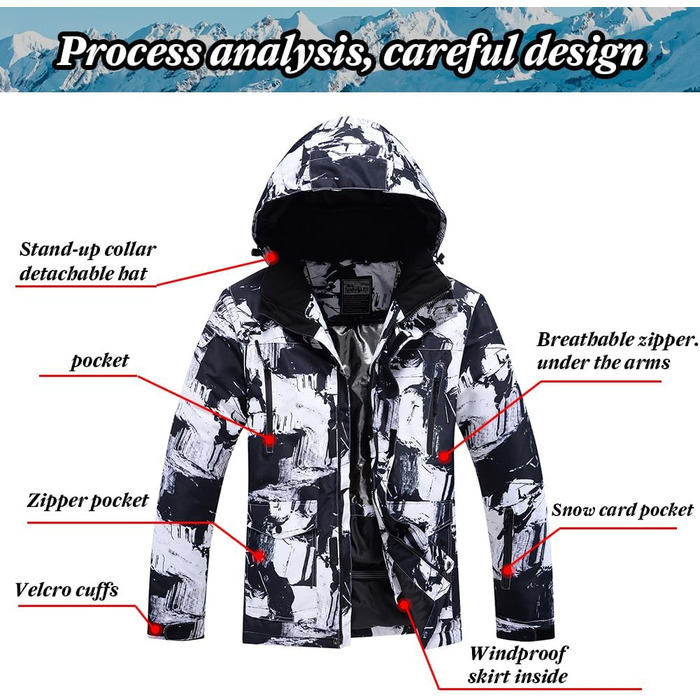 RIUIYEE Комплект чоловічий: куртка та штани для катання на лижах та сноуборді, тепла, з підігрівом, для зимових видів спорту, XXL