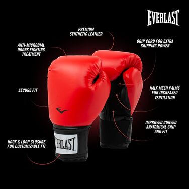 Боксерські рукавички Everlast Prostyle 2 для тренувань, 14 oz, червоні, одноколірні