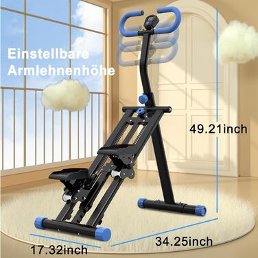 Сходи-степер з регульованим опором для дому – тренажер для кардіотренувань з LCD-дисплеєм та компактним дизайном | Ідеально для домашнього спортзалу, квартири та офісу, чорний