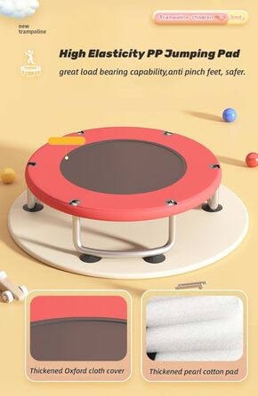 Трамплін для малюків 1,5 м з сіткою безпеки, баскетбольним кільцем, м'ячем, червоний