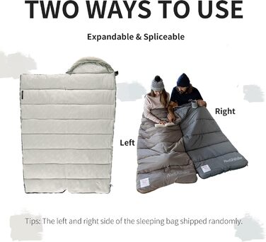 Спальний мішок Naturehike бавовняний з капюшоном, 3-сезонний, легкий, портативний, з'єднуваний, наповнювач M180/M300, сірий
