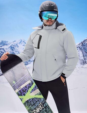 Чоловіча водонепроникна лижна куртка WUFU, тепла зимова модель, вітрозахисний Windbreaker, колір сірий (3XL)